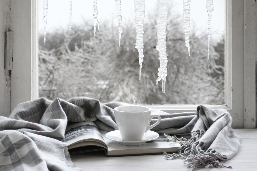 Window with Icicle hanging and Cup 