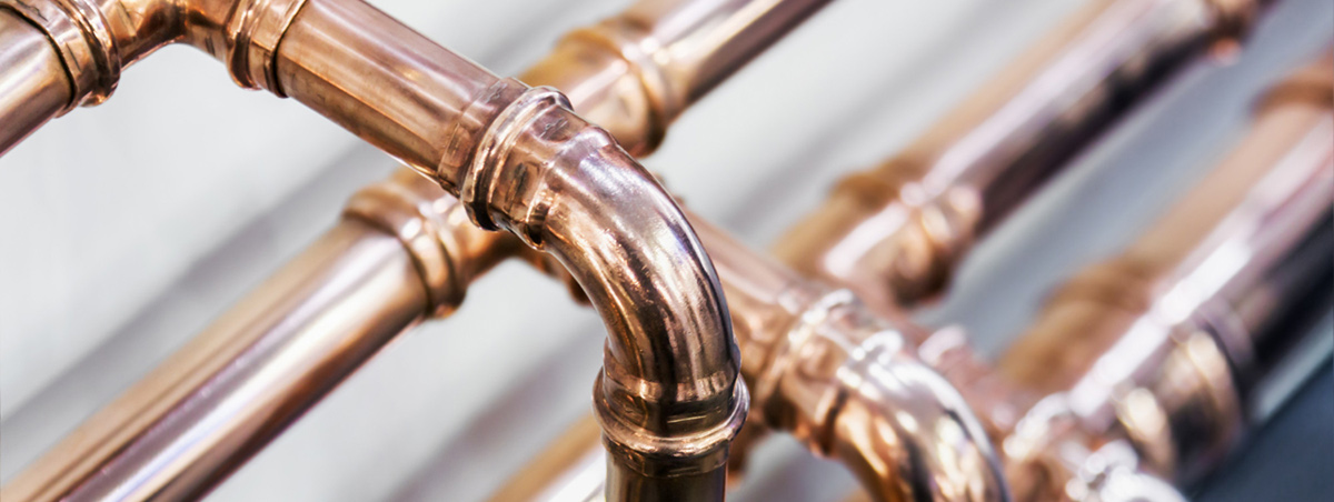 copper pipes fittings plumbing work