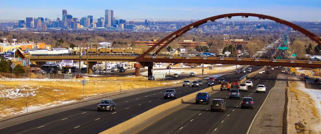 Lakewood Colorado cars on highway