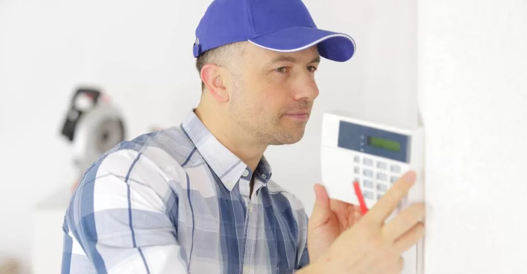 service tech Installing a programmable Smart Thermostat