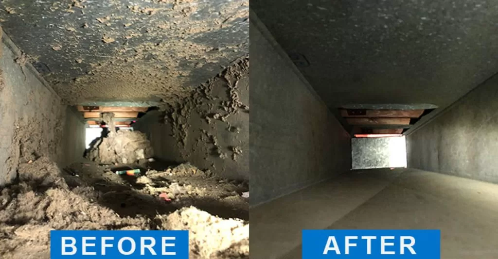 Air Duct Cleaning before and after