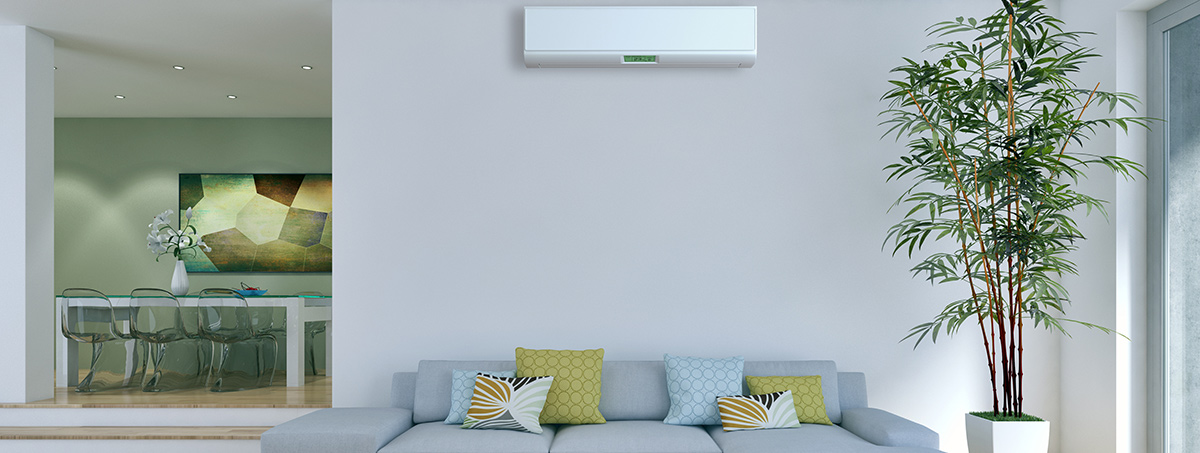 living room with air conditioning