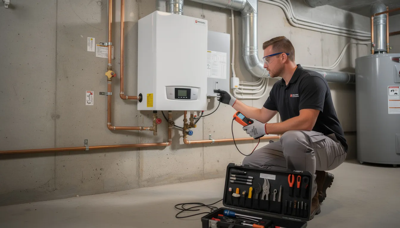 Boiler Repair vs Boiler Replacement: Which Option Saves More Money? 2 Boiler Repair vs Boiler Replacement: Which Option Saves More Money? An HVAC technician is inspecting an existing boiler unit in a residential setting, checking for signs of boiler issues and assessing its efficiency. This inspection is crucial for determining whether to repair or replace the old boiler to ensure a cost-effective and safe heating system for the colder months.