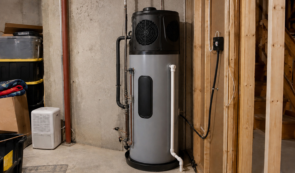 How Much Does a Water Heater Cost in Denver? 2026 Guide 5 How Much Does a Water Heater Cost in Denver? 2026 Guide Hybrid heat pump water heater installed in a home basement
